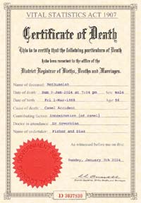 Joke Death Certificate